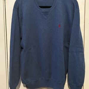 Vintage Polo Ralph Lauren Blue Cotton Tight Knit Crew Neck Sweater Size Men's XL